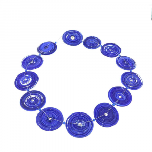 Handgefertigte Designkette aus Muranoglas VORTICI13 blau
