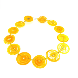 Collana artigianale di design in vetro di Murano VORTICI13 giallo