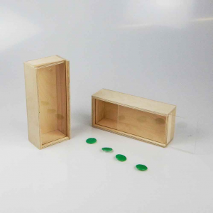 Set 2x Scatola in legno con coperchio scorrevole trasparente 19x7,6