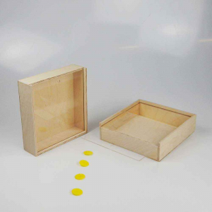 Set 2x Scatola in legno con coperchio scorrevole trasparente 19x18,2