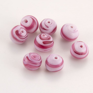 Perla Murano tonda satinato diam. 8 Melange rosa e rubino in pasta opaca