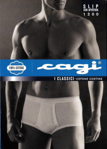 CAGI. 3 Slip uomo classici con apertura, 1200. 100% Cotone Costina. Sanitized.