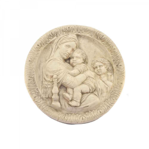 Madonna con bambino in marmo Botticino scolpito a mano
