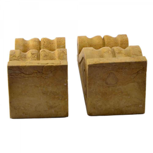 Pair of bookends for shelf in hand-carved Royal Yellow marble