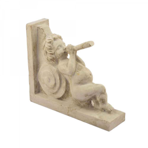 Putto player shelf support in hand-sculpted Botticino marble