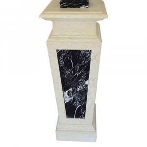 Basamento scultura in marmo Biancone Asiago e Nero Marquinia lavorato a mano 