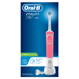 Oral-B Vitality 100 Hangable Box Adulto Spazzolino rotante-oscillante Bianco, Rosa