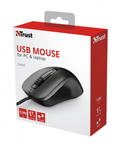 Trust Carve mouse Ambidestro USB tipo A Ottico 1200 DPI