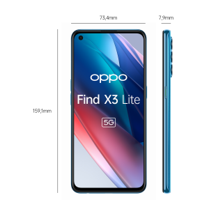 OPPO Find X3 Lite Smartphone 5G, Qualcomm 765G, Display 6.43'' FHD+AMOLED, 4 Fotocamere 64MP, RAM 8GB+ROM 128GB, 4400mAh, Dual Sim, [Versione Italiana], Colore Astral Blue