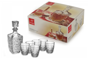 MRcasalinghi Set Bottiglia + Bicchieri Whisky 7 Pz. Reale (Bicchieri 3 +  Bottiglia 7 Pz.)