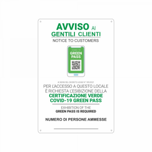 Cartello Segnaletica Green Pass Clienti