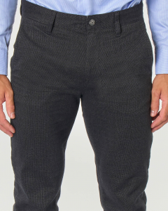 Pantalone chino Schino antracite in cotone stretch micro armatura