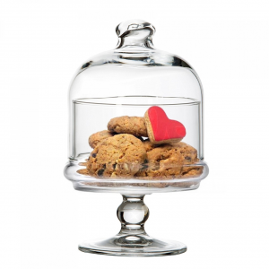 Mini alzata pasticceria per dolci in vetro con cupola in vetro
