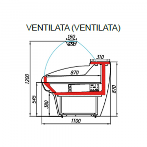 Banco Alimentare Vetrina Espositiva Ventilata Mec G110 (Bavaria) 0/+7 °C - Varie Misure
