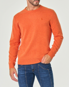Maglia girocollo arancione in pura lana
