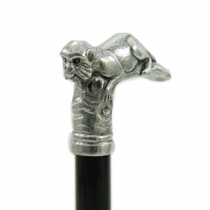 Walking stick elegant wooden cane pewter handle Monkey 