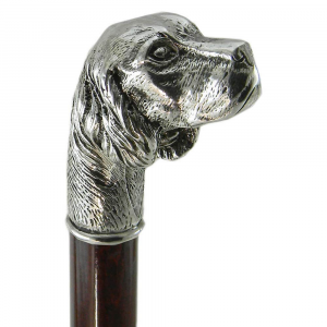 Spazierstock aus Zinn und Massivholz Cocker Hund silber Farbe Cavagnini