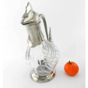 Hand-blown glass Pitcher Ewer cockerel-shaped