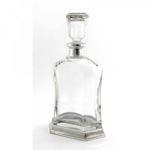 Bottiglia in vetro soffiato e peltro per whisky 
