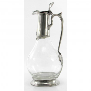 Hand blown glass + pewter pitcher ewer in liberty style