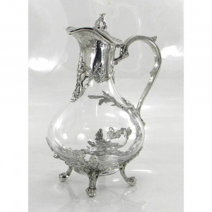 Hand-blown glass and Pewter Pitcher in liberty style