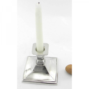 Pewter candle holder with big square base
