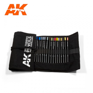 AK INTERACTIVE: Astuccio di tela con 37 matite acquarellabili per Invecchiamento
