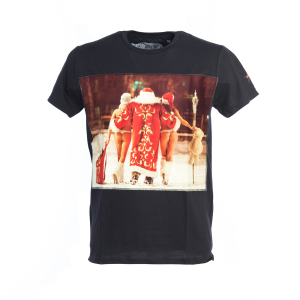 T-shirt Bastille girocollo Nera stampa Babbo Natale