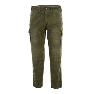 Pantalone Don the fuller cargo di colore verdone con stampa camouflage con effetto vintage