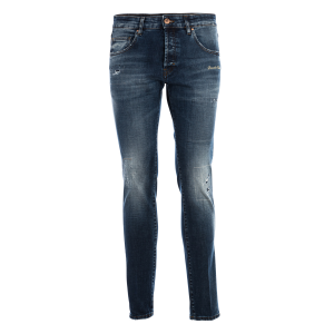 Jeans 5 tasche Don the Fuller gradazione intermedio con rotture rammendati e impunture a vista