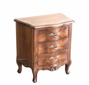 Solid wood bedside table with 3 drawers 