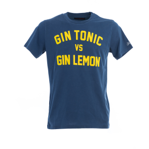 T-Shirt manica corta St Barth Blu Gin Tonic vs Gin Lemon