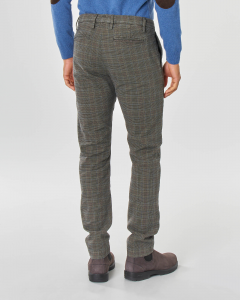 Pantalone chino principe di Galles color tortora in cotone stretch