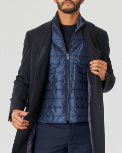 Cappotto Nadim blu in lana micro armatura con davantino staccabile