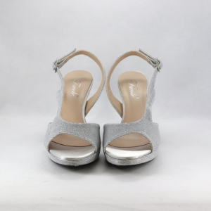 Sandalo cerimonia donna argento con cinghietta.