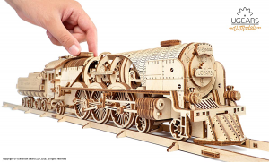 Ugears - Locomotiva con Tender Modello di Treno in Legno 3D 