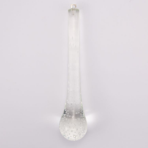 Goccia pendente in vetro cristallo pulegoso H25 cm. Pendaglio per lampadario con gancio.