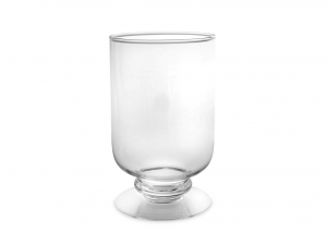 Vaso Fiori Trasparente Vetro Cilindrico Con Piede H 27,5 Cm