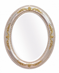 Espejo ovalado con pan de oro y plata