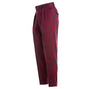 Pantalone PT01 vestibilità carrot fantasia rigata rosso e blu