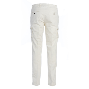 Pantalone Barmas modello cargo in fustagno di colore Bianco Latte 