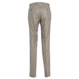Pantalone Incotex 1951 Regoular Con Pinces In Flanella Di Lana Color Sabbia Melange