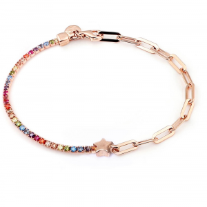 Jack & Co Bracciale Square Shimmer Rainbow, Cuore Rose Gold