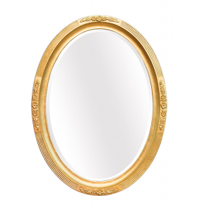 Miroir ovale en feuille d'or