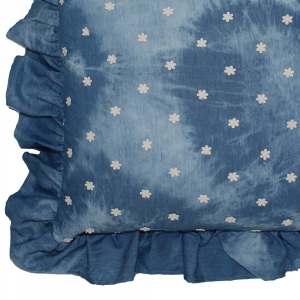 Cuscino d' Arredo Imbottito in Jeans 50 x 50 cm Sfoderabile con applicazioni Floreali | Anna Collezioni