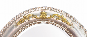 Miroir ovale avec cadre en feuille d'or et argent 