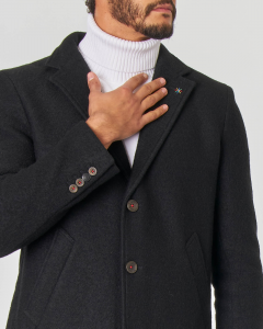 Cappotto nero in misto lana e viscosa