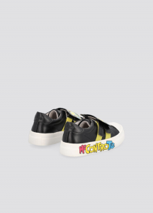 Sneakers nere in ecopelle con maxi patch porta logo removibile 30-31