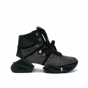 Sneaker alta nera con microstrass Tosca Blu