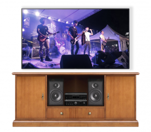 TV cabinet 160 cm wide with height adjustable shelves